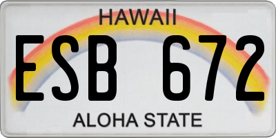 HI license plate ESB672