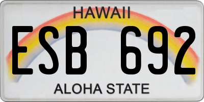 HI license plate ESB692