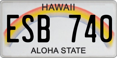HI license plate ESB740