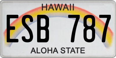 HI license plate ESB787