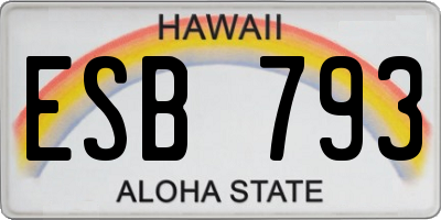 HI license plate ESB793