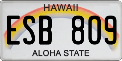 HI license plate ESB809