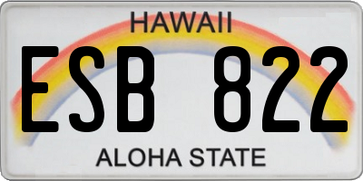 HI license plate ESB822