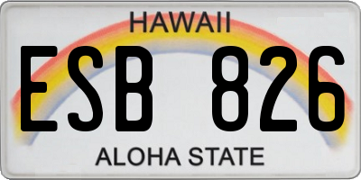 HI license plate ESB826