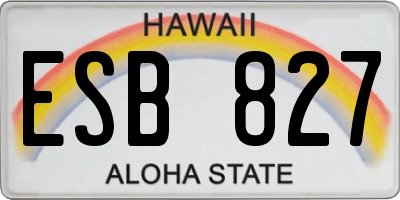 HI license plate ESB827
