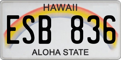 HI license plate ESB836
