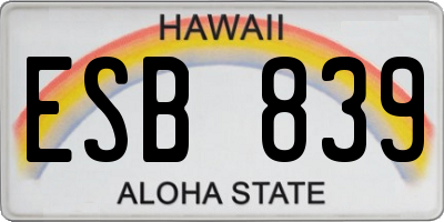 HI license plate ESB839