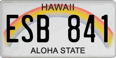 HI license plate ESB841