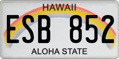HI license plate ESB852