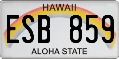 HI license plate ESB859