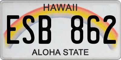HI license plate ESB862