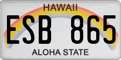 HI license plate ESB865
