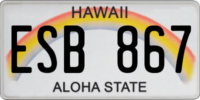 HI license plate ESB867