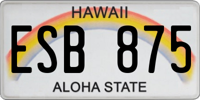 HI license plate ESB875