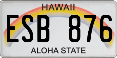 HI license plate ESB876