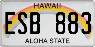 HI license plate ESB883