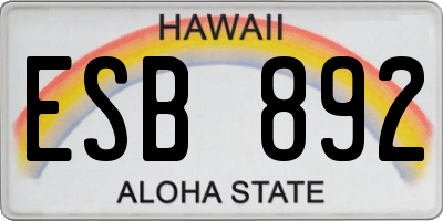 HI license plate ESB892