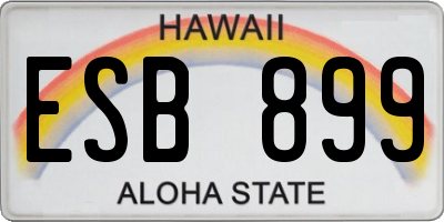 HI license plate ESB899