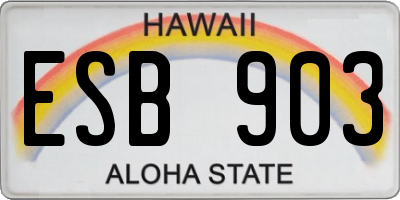 HI license plate ESB903