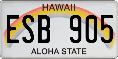 HI license plate ESB905