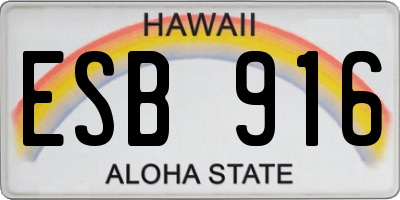 HI license plate ESB916