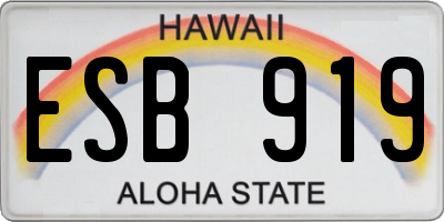 HI license plate ESB919