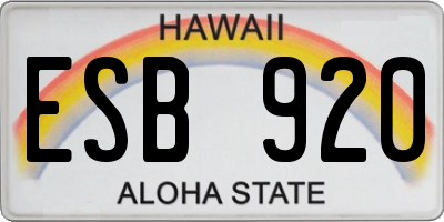 HI license plate ESB920
