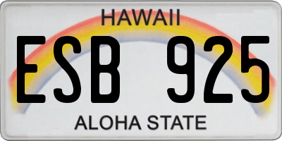 HI license plate ESB925