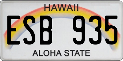 HI license plate ESB935