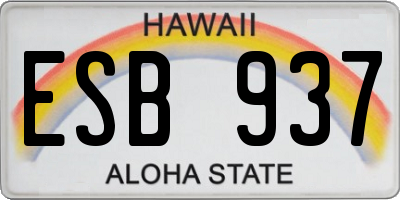 HI license plate ESB937