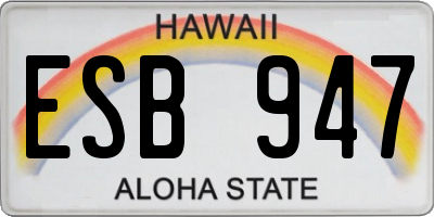 HI license plate ESB947
