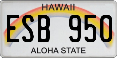 HI license plate ESB950
