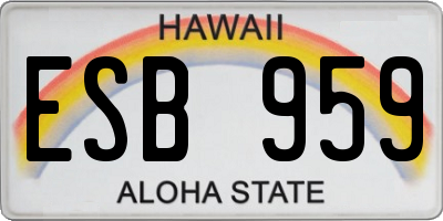 HI license plate ESB959