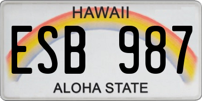 HI license plate ESB987