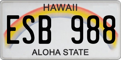 HI license plate ESB988