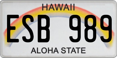 HI license plate ESB989