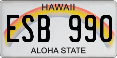 HI license plate ESB990