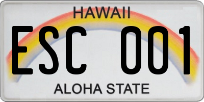 HI license plate ESC001