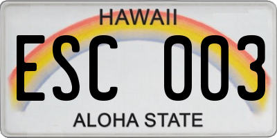 HI license plate ESC003