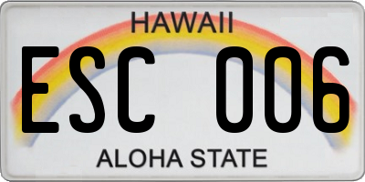 HI license plate ESC006