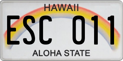 HI license plate ESC011