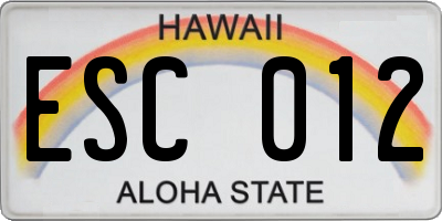 HI license plate ESC012