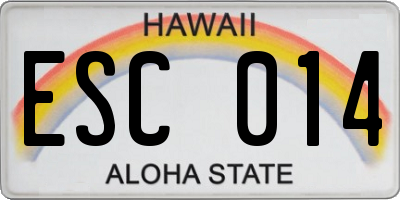 HI license plate ESC014