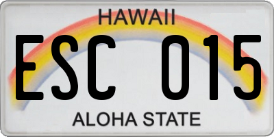 HI license plate ESC015