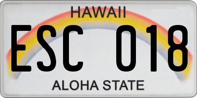 HI license plate ESC018