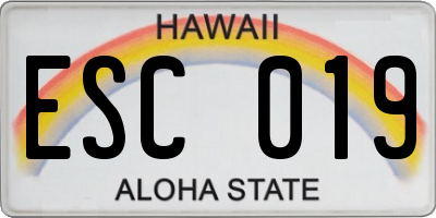 HI license plate ESC019