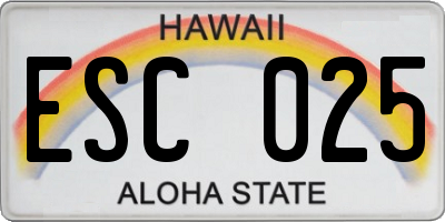 HI license plate ESC025