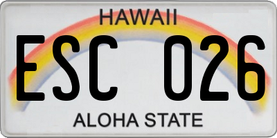 HI license plate ESC026