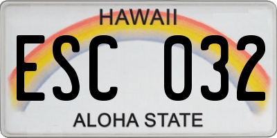 HI license plate ESC032