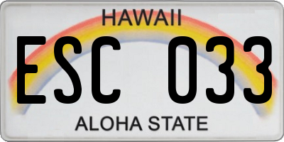 HI license plate ESC033